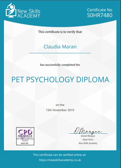 Claudia Maran Pet Psychology Diploma