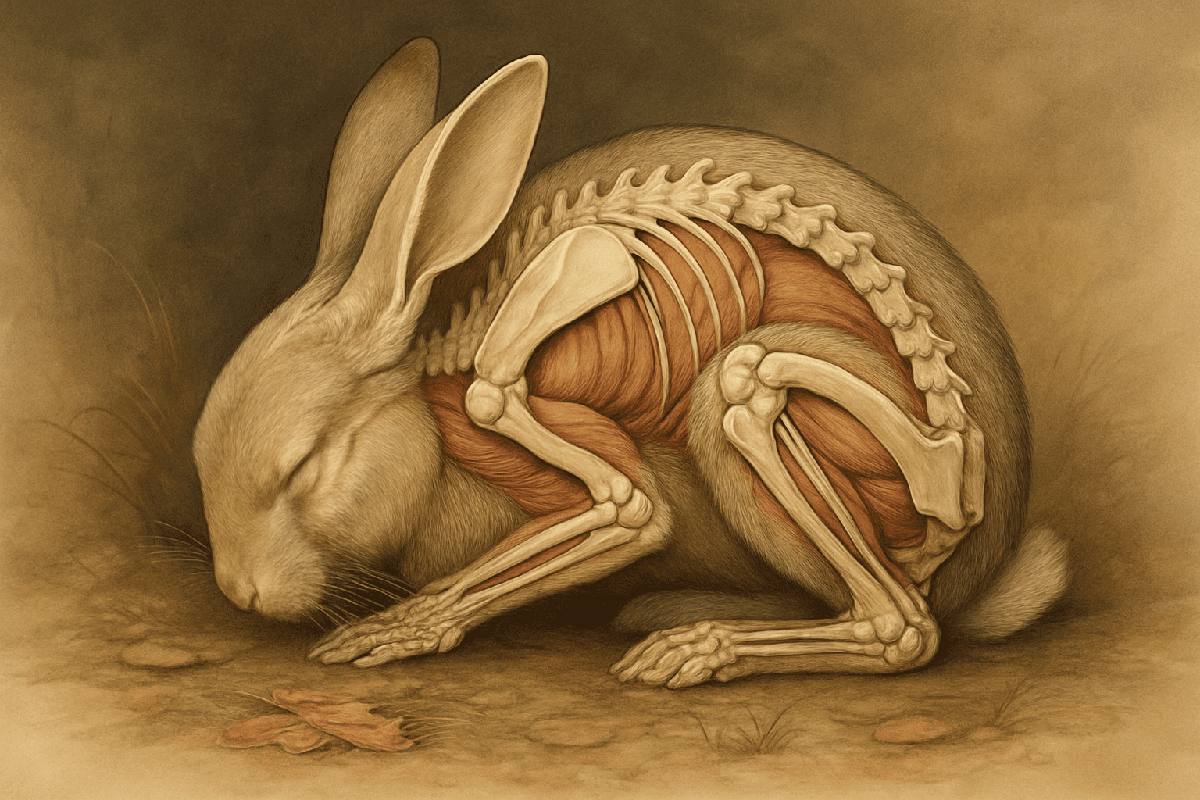 Illustration of the rabbit skeleton and muscles