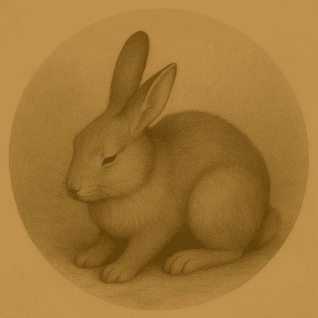 Drawing of a relaxed rabbit