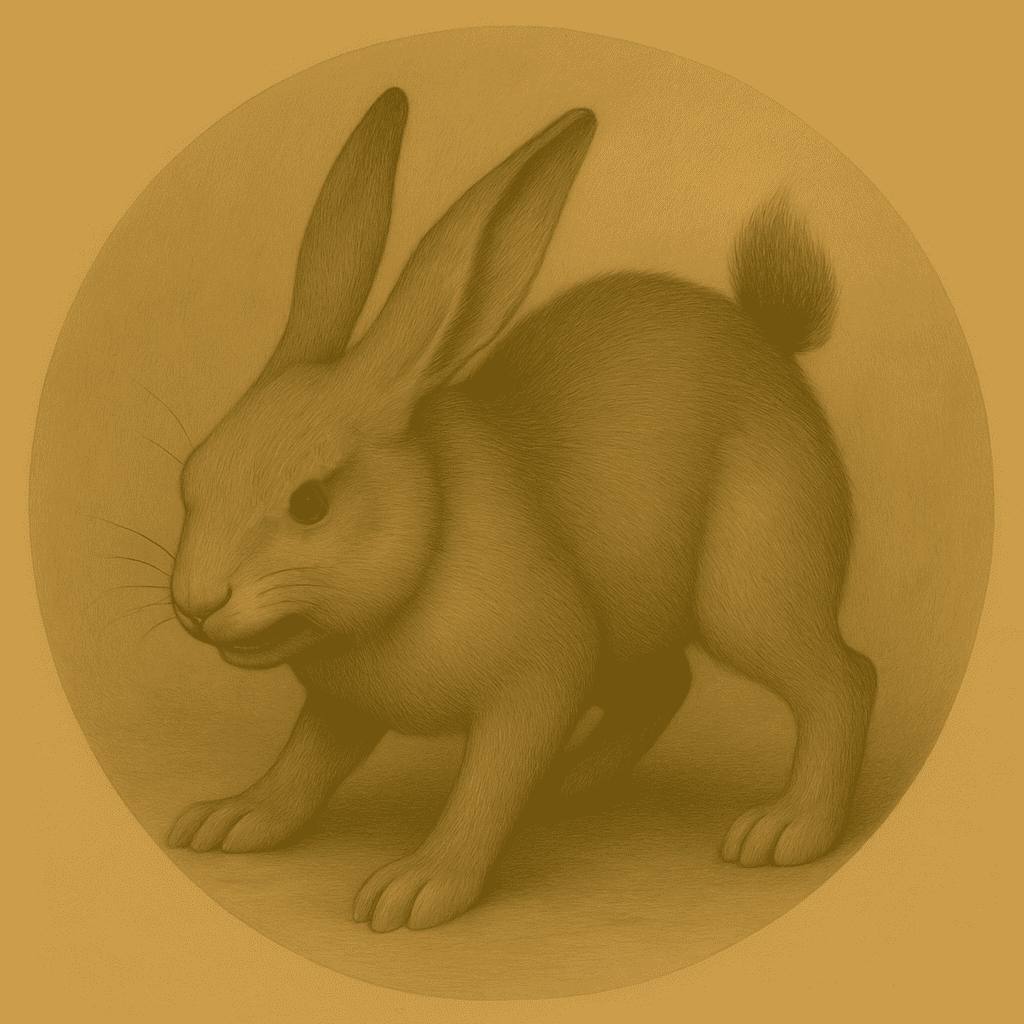 Drawing of an alert rabbit