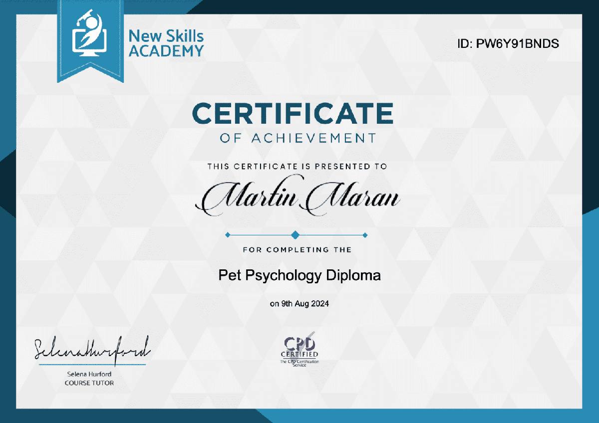 Martin Maran Pet Psychology Diploma